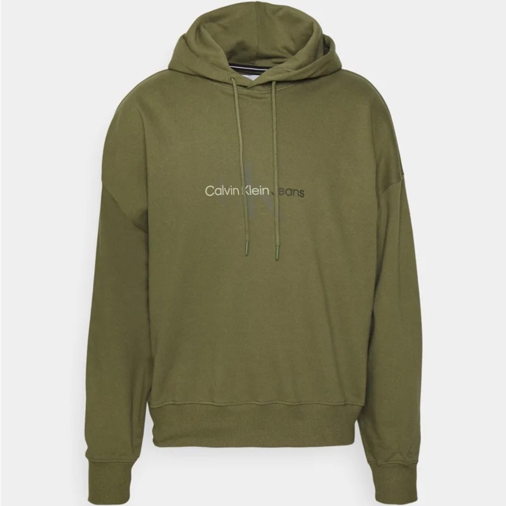 Calvin Klein Olive Green Hoodie – Men’s XL – Cotton Designer Hoodie